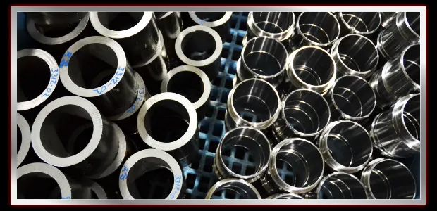 Crate of machined sleeves with heat-number markings at MIR